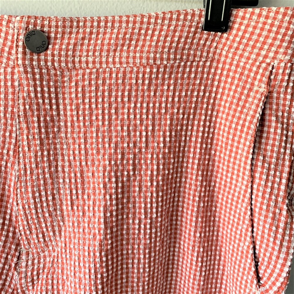 Onia Elastic Calder 7.5" Gingham Swim Trunks - Picture 2 of 10